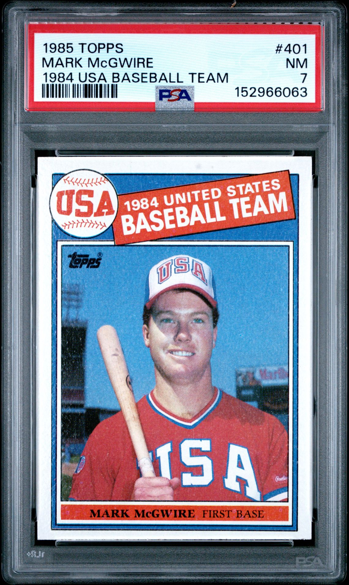 1985 Topps Mark Mcgwire #401 (1984 Usa Baseball Team) Nm 7 front