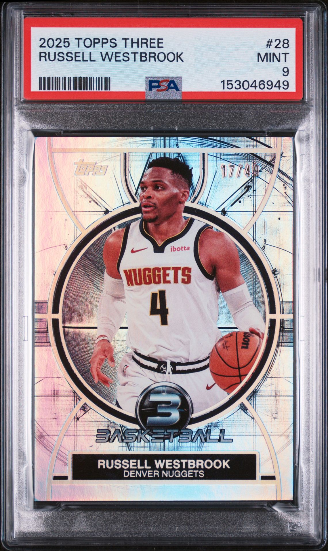 2025 Topps Three Russell Westbrook #28 Mint 9 front