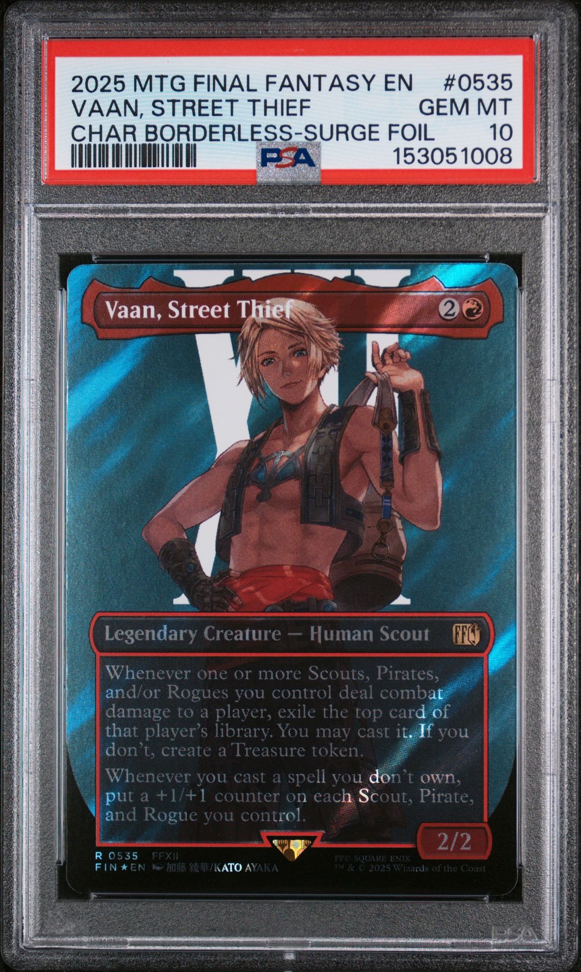 2025 MTG MAGIC THE GATHERING FINAL FANTASY CHAR BORDERLESS-SURGE FOIL #0535 Vaan, Street Thief front