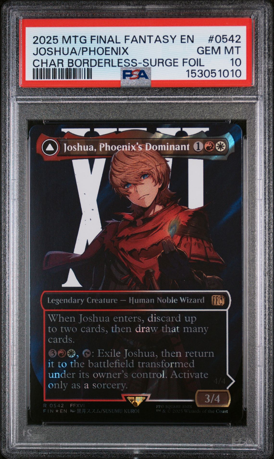 2025 MTG MAGIC THE GATHERING FINAL FANTASY CHAR BORDERLESS-SURGE FOIL #0542 Joshua/Phoenix front