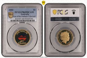 2002 $1 Year of the Outback Colorized Al-Br PR69DCAM