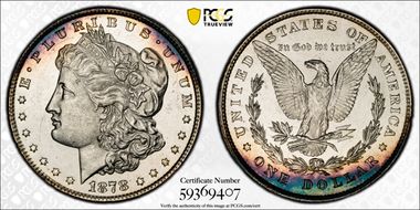 1878 8TF $1 VAM 19, Doubled Date MS61