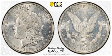 1878 8TF $1 VAM 18, Doubled Date N1