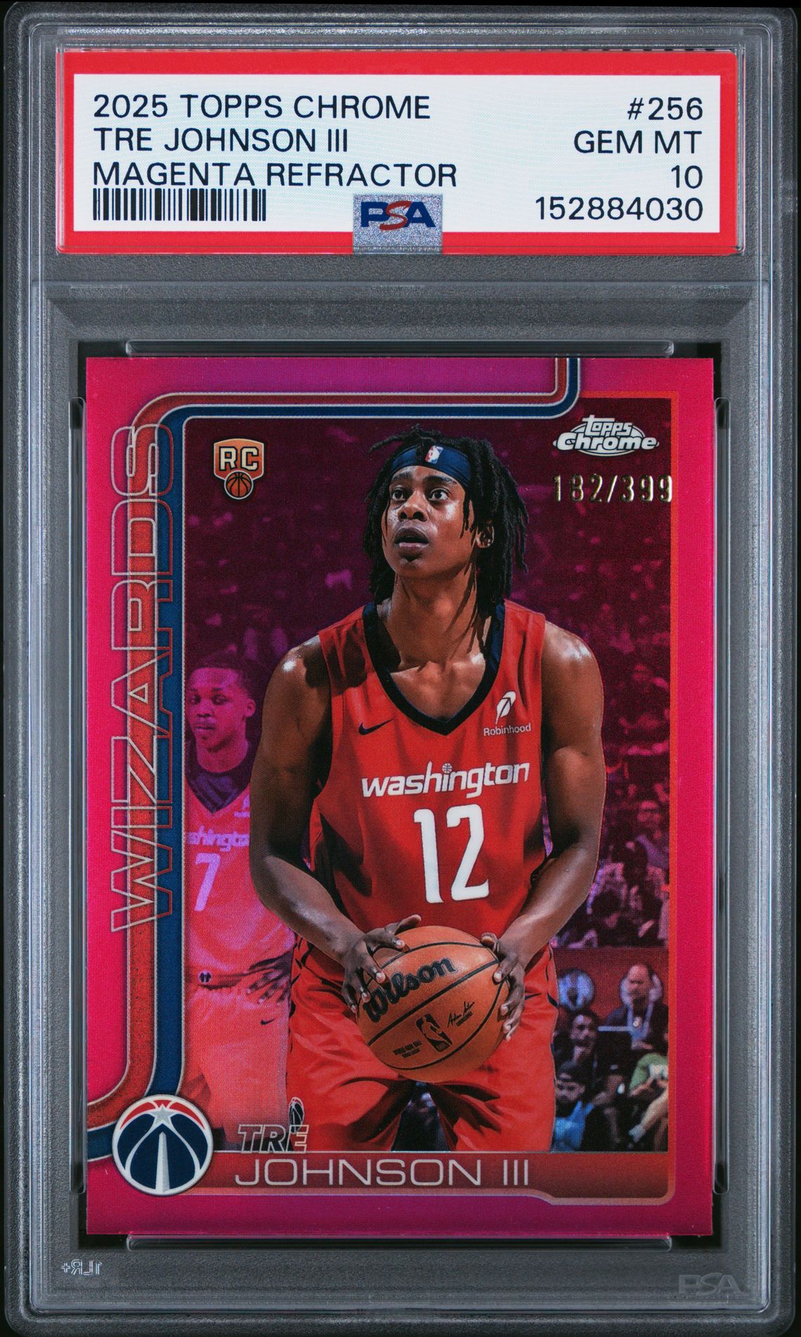 2025 Topps Chrome TOPPS CHROME MAGENTA REFRACTOR #256 Tre Johnson Iii front