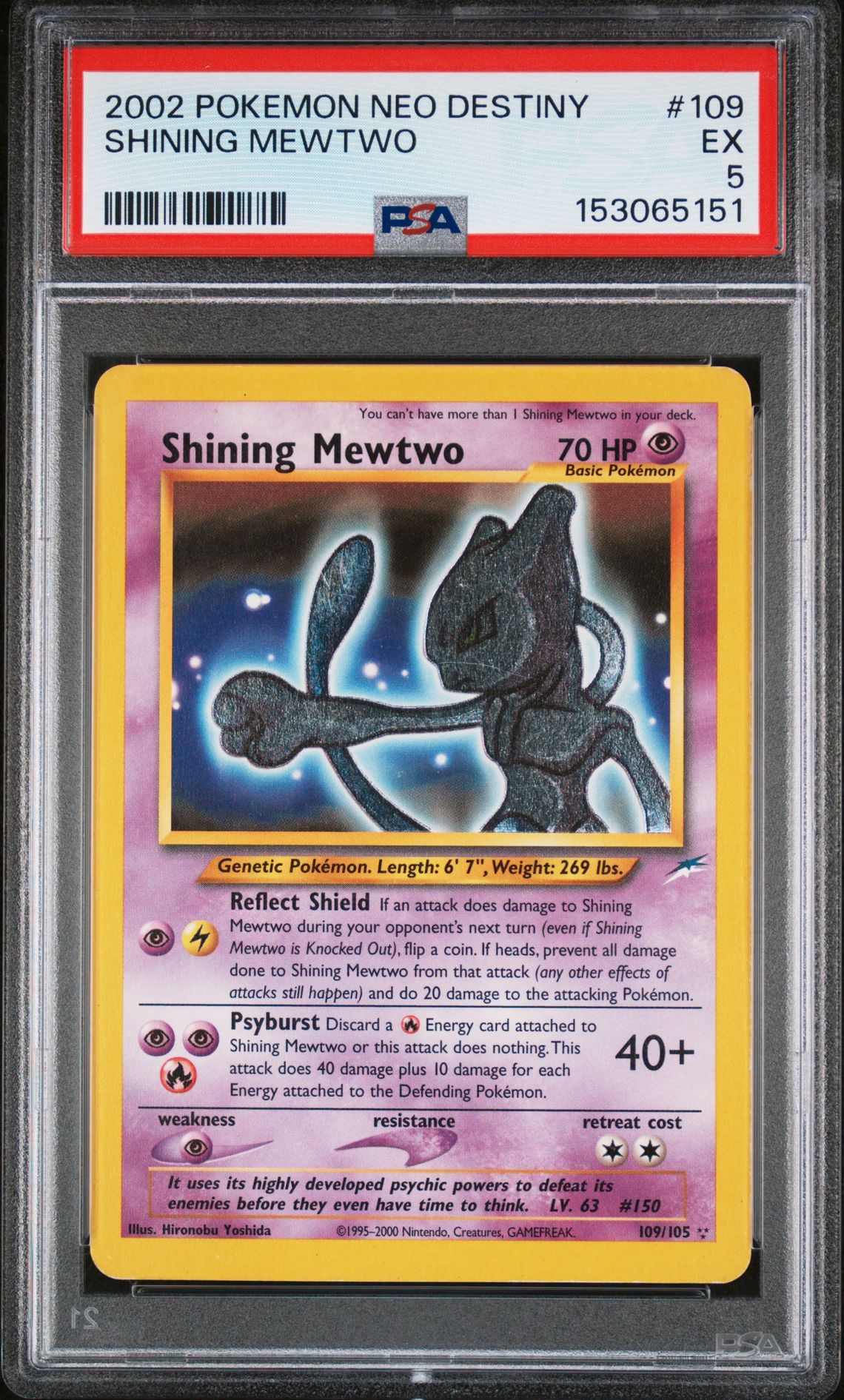 2002 Pokemon POKEMON NEO DESTINY Holo #109 Shining Mewtwo front