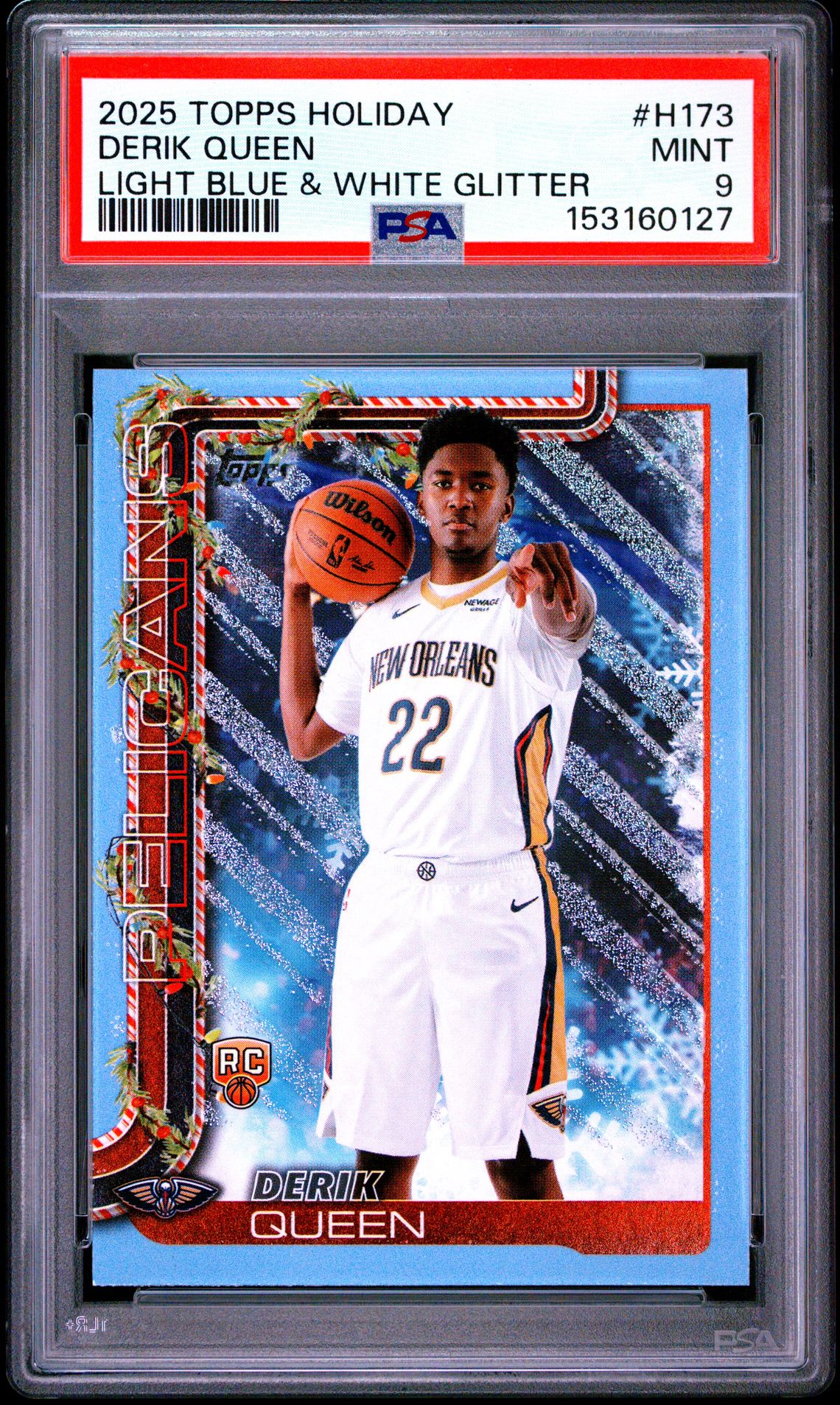 2025 Topps TOPPS HOLIDAY LIGHT BLUE & WHITE GLITTER #H173 Derik Queen front
