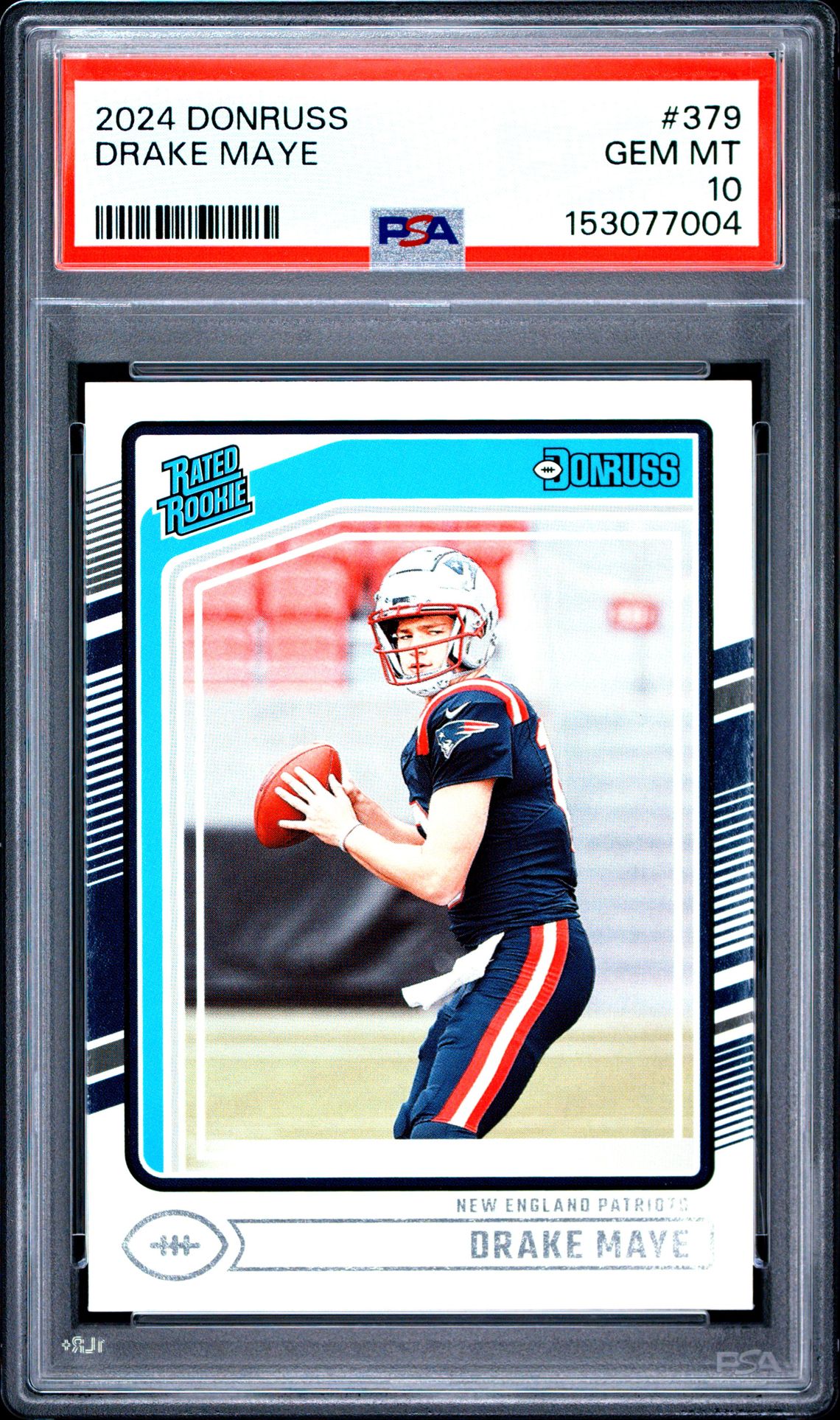 2024 Panini Donruss Drake Maye #379 Gem Mt 10 front view - PSA graded GEM MT 10