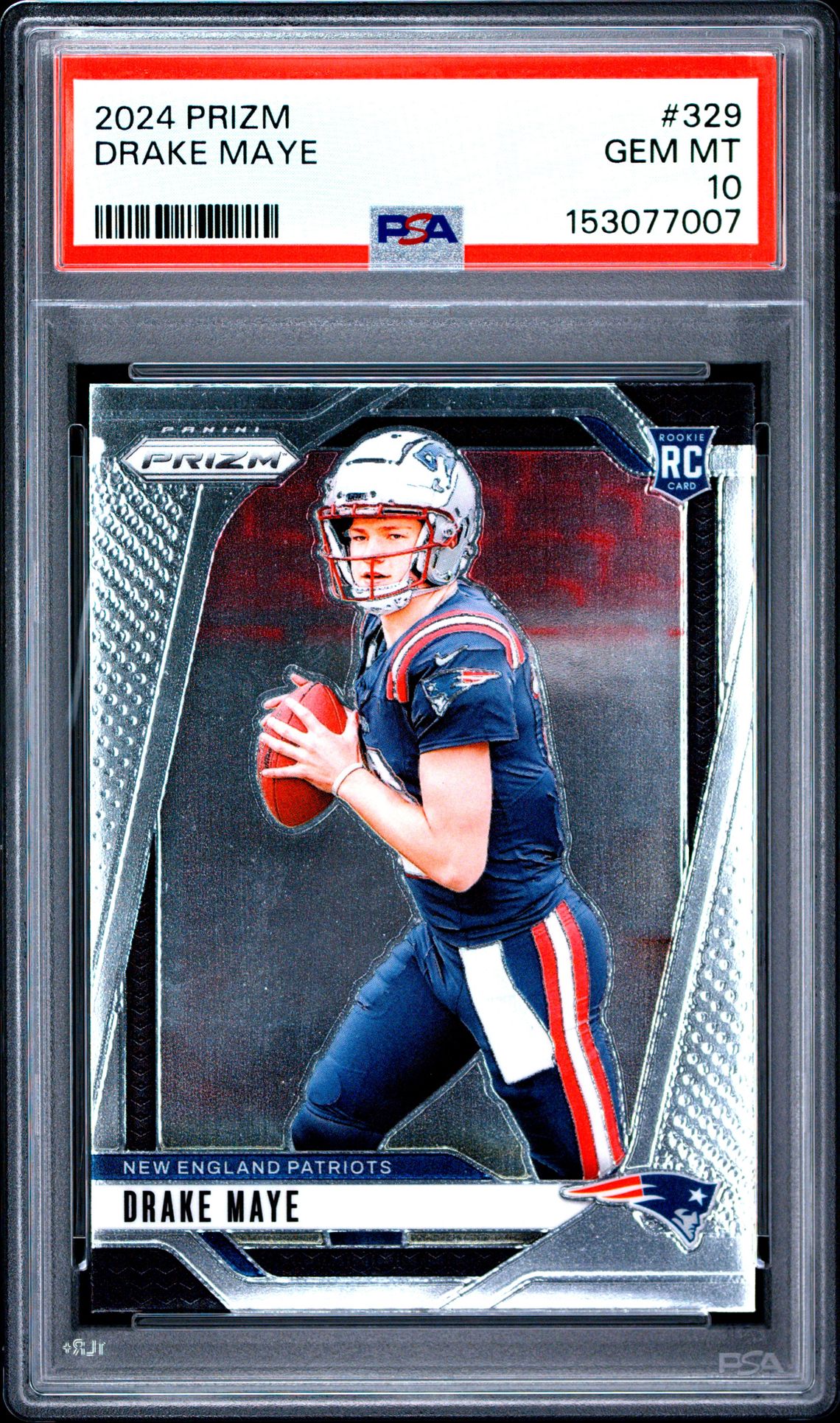 2024 Panini Prizm Drake Maye #329 Gem Mt 10 front view - PSA graded GEM MT 10