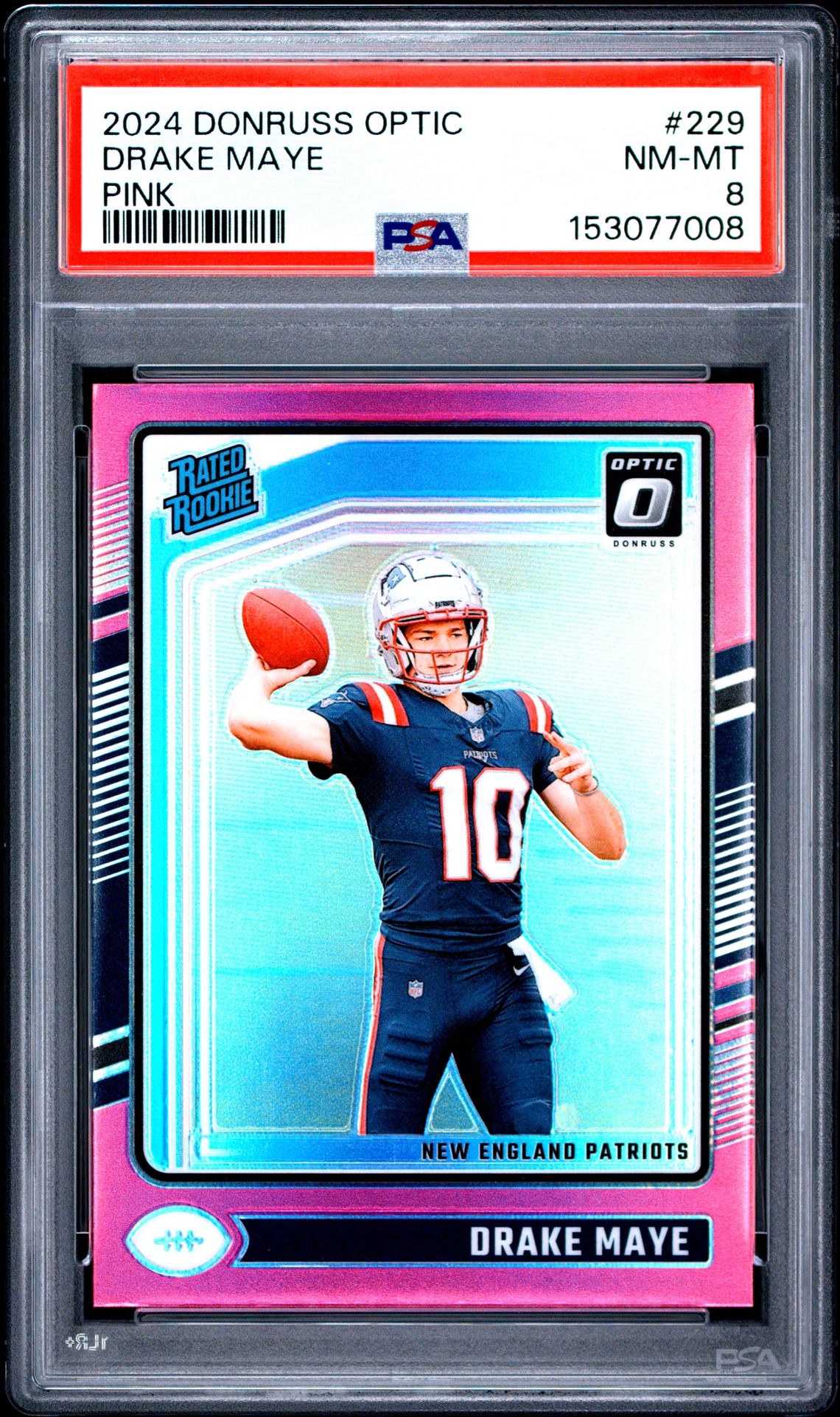 2024 Panini Donruss Optic Drake Maye #229 (Pink) Nm-Mt 8 front