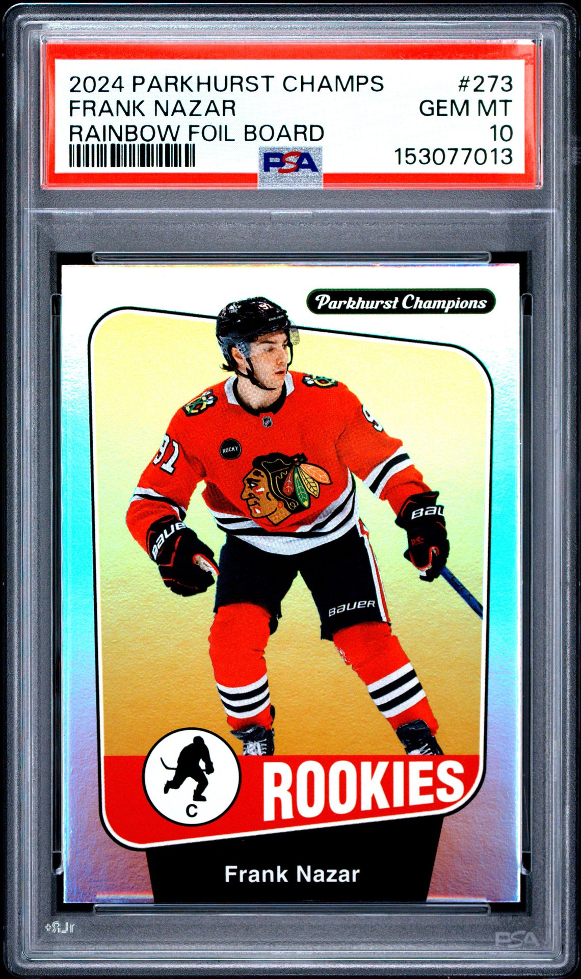 2024 Upper Deck Parkhurst Champions Frank Nazar #273 (Rainbow Foil Board) Gem Mt 10 front