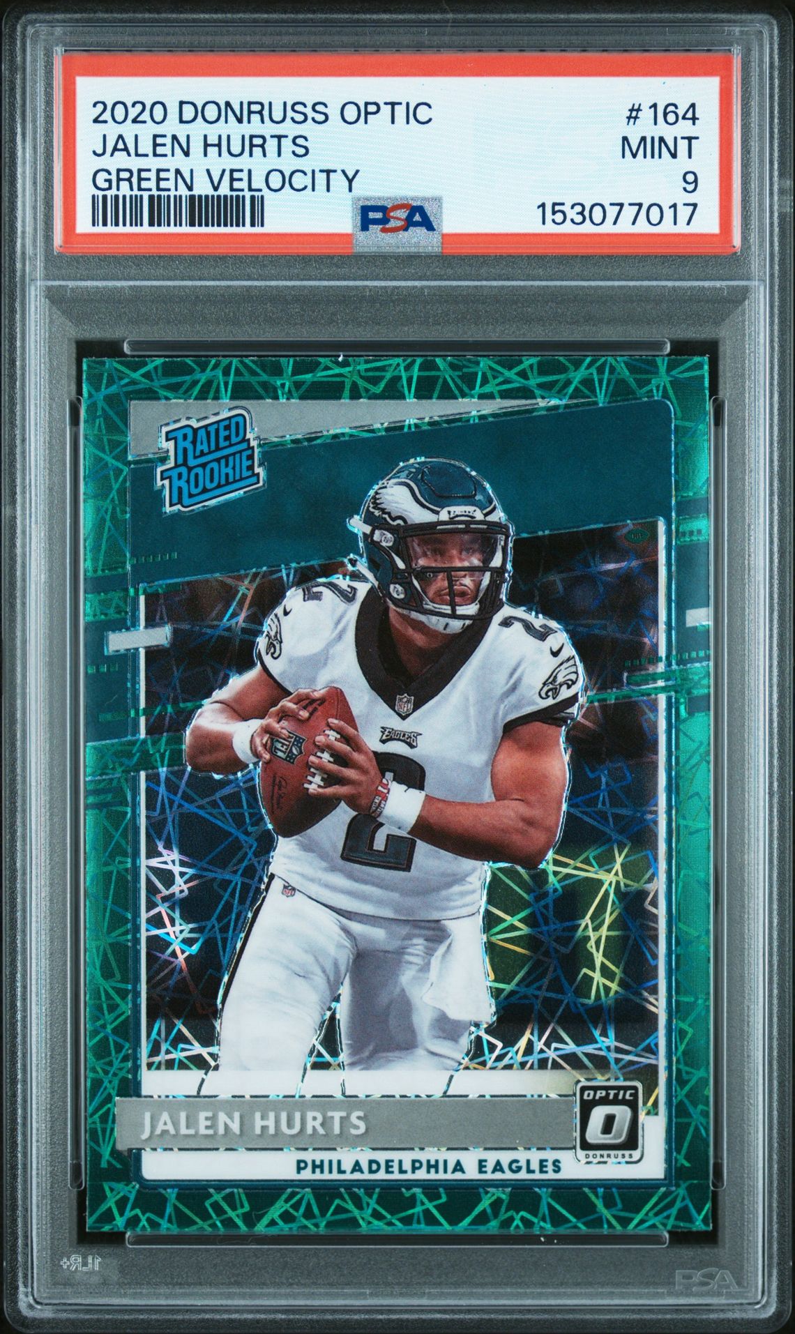 2020 Panini Donruss Optic Jalen Hurts #164 (Green Velocity) Mint 9 front