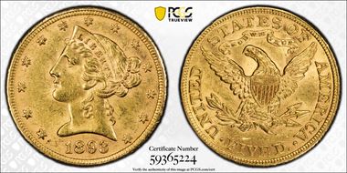 1893 $5 MS62