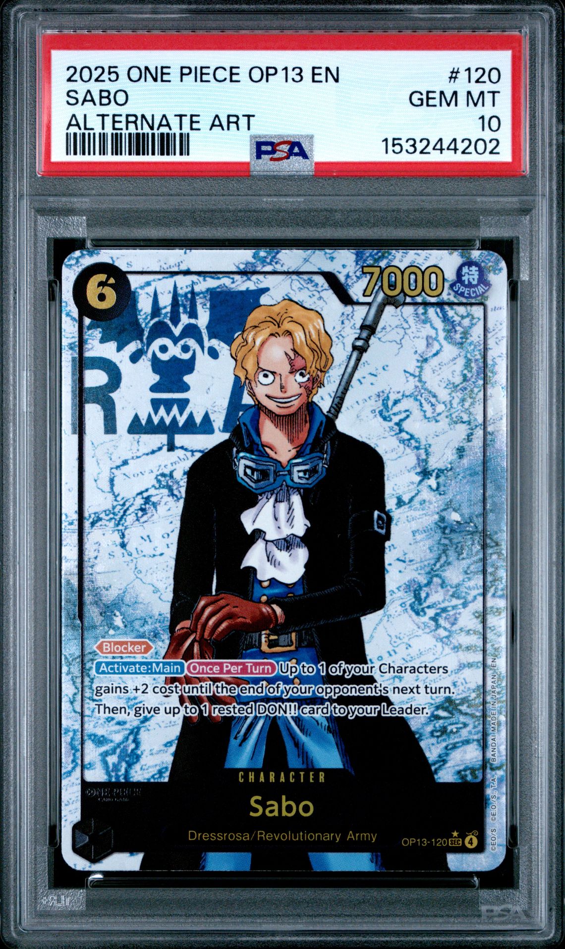 2025 One Piece ONE PIECE OP13-CARRYING ON HIS WILL ALTERNATE ART #120 Sabo front