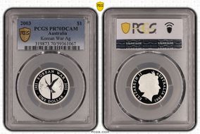 2003 $1 50th Anniv. Korean War KM-663a Ag PR70DCAM
