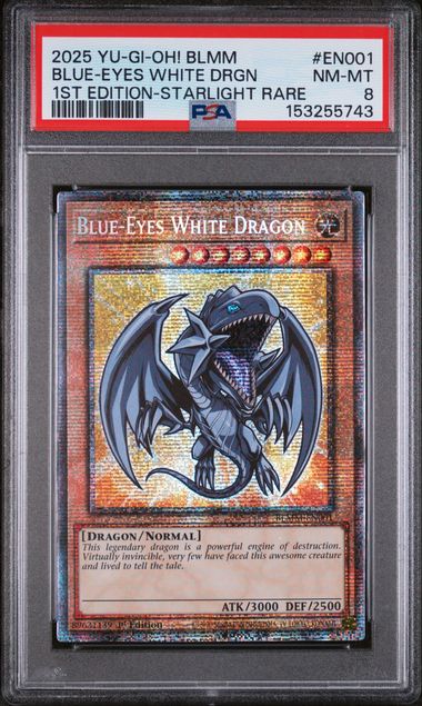 2025 Yu-Gi-Oh! YU-GI-OH! BLMM-BATTLES OF LEGEND: MONSTER MAYHEM 1ST EDITION-STARLIGHT RARE #EN001 Blue-Eyes White Drgn front