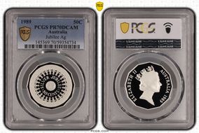 1989 50C Jubilee Ag PR70DCAM