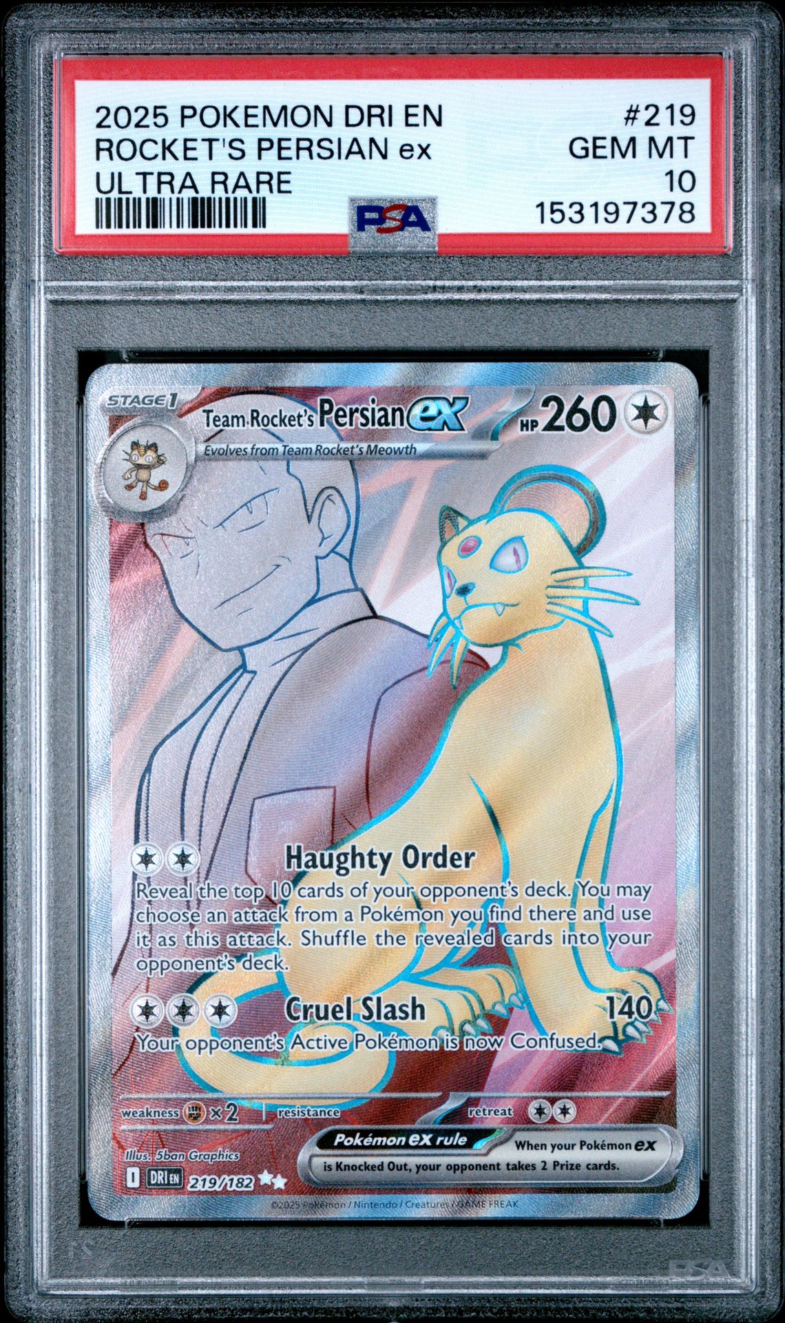 2025 Pokemon POKEMON DRI EN-DESTINED RIVALS ULTRA RARE #219 Rocket's Persian EX front