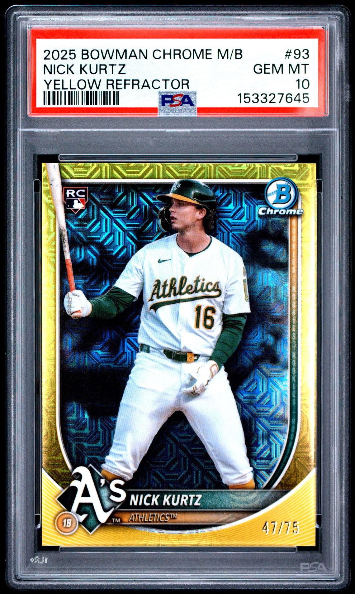 2025 Bowman BOWMAN CHROME MEGA BOX YELLOW REFRACTOR #93 Nick Kurtz front