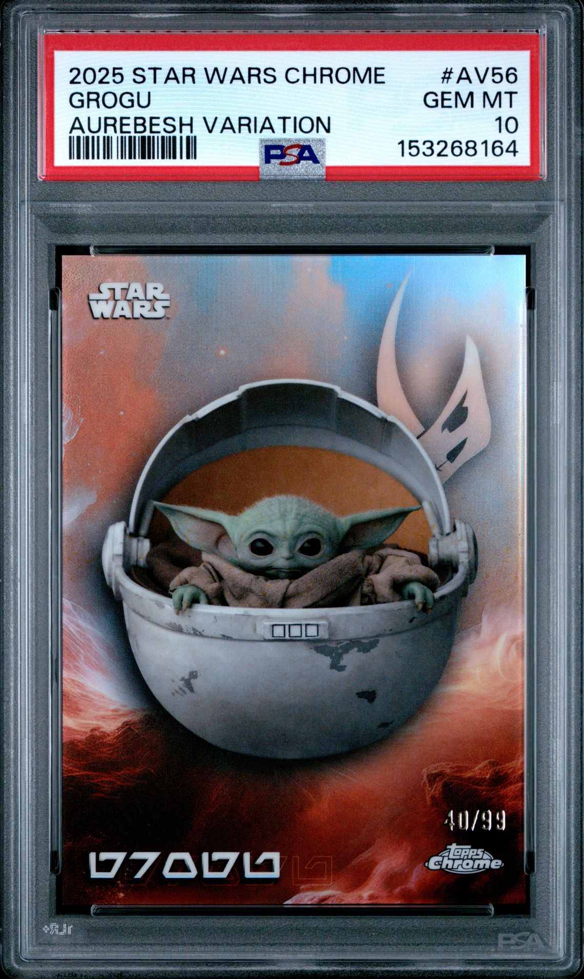 2025 Topps Chrome Wars Chrome Aurebeshvariation Pa #AV56 Grogu front