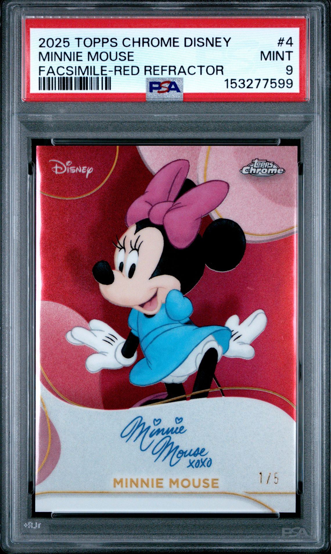 2025 Topps TOPPS CHROME DISNEY DISNEY CHROME 2025 FACSIMILE AUTOGRAPHS Red #4 Minnie Mouse front