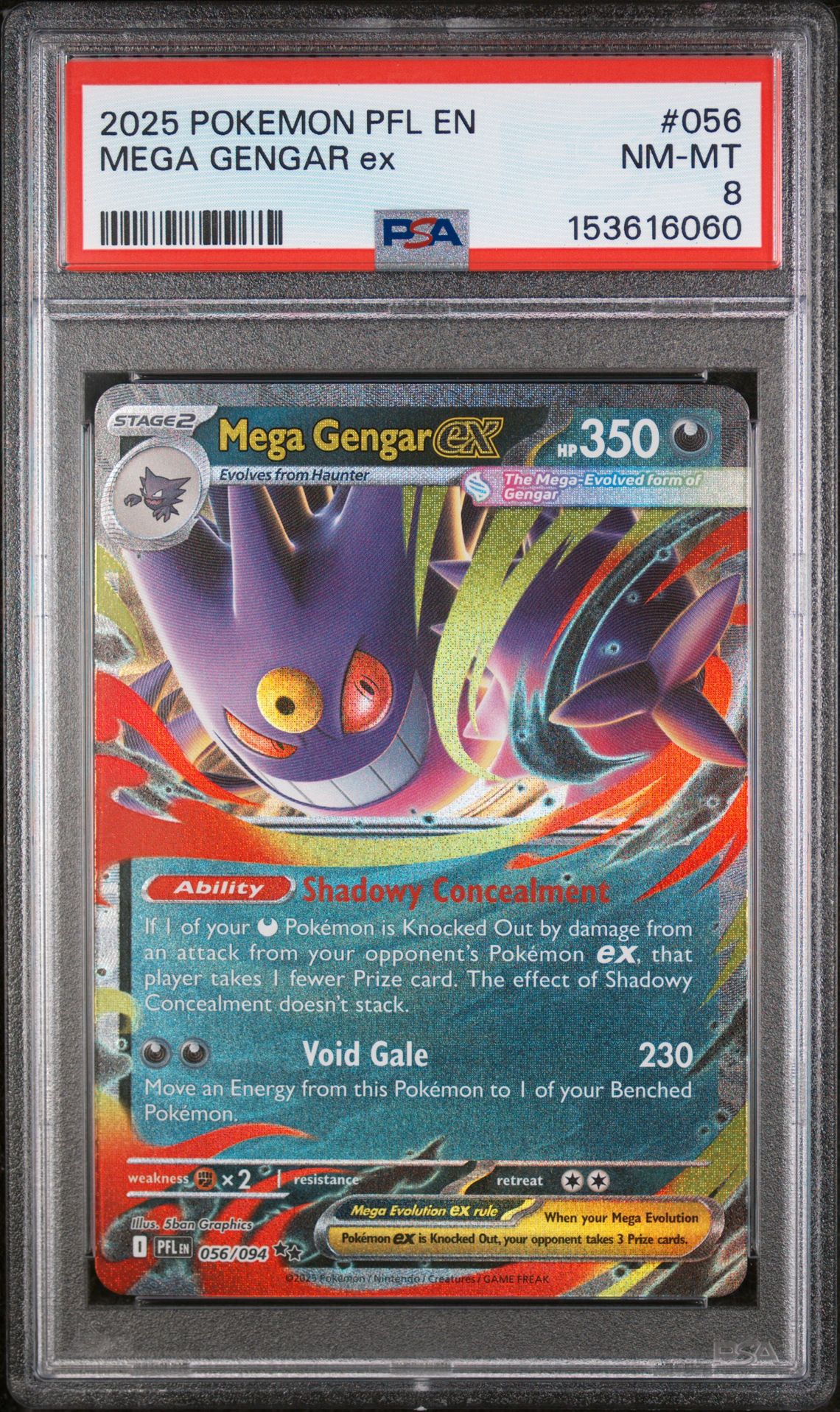2025 Pokemon POKEMON PFL EN-PHANTASMAL FLAMES #056 Mega Gengar Ex front