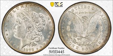 1878 7TF $1 VAM 84, Line Under 8 AU58