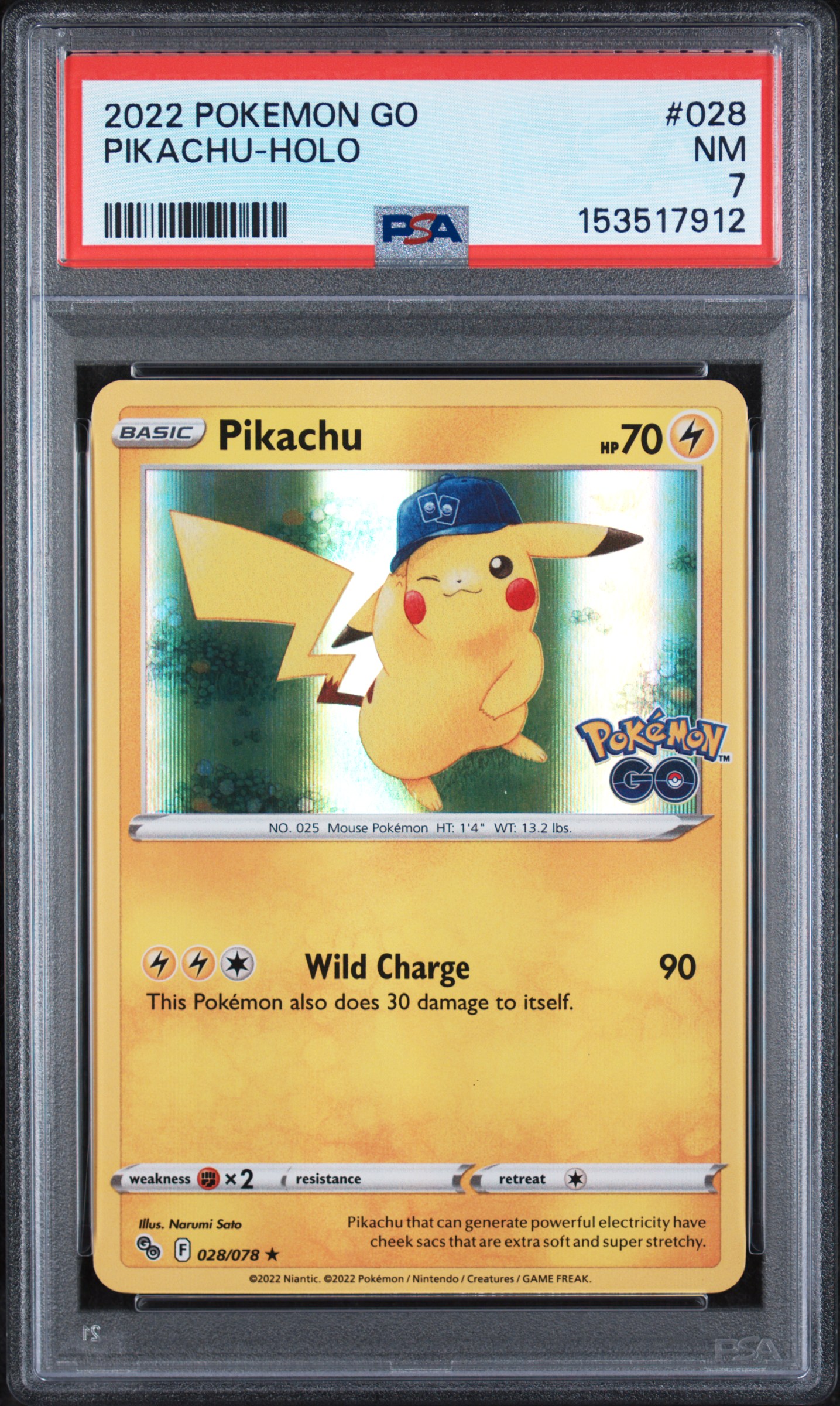 2022 #028 Pikachu-Holo PSA 7 Go