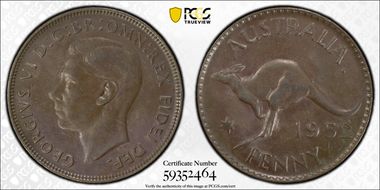 1952 A. (p) 1D London Reverse DDO AU58BN
