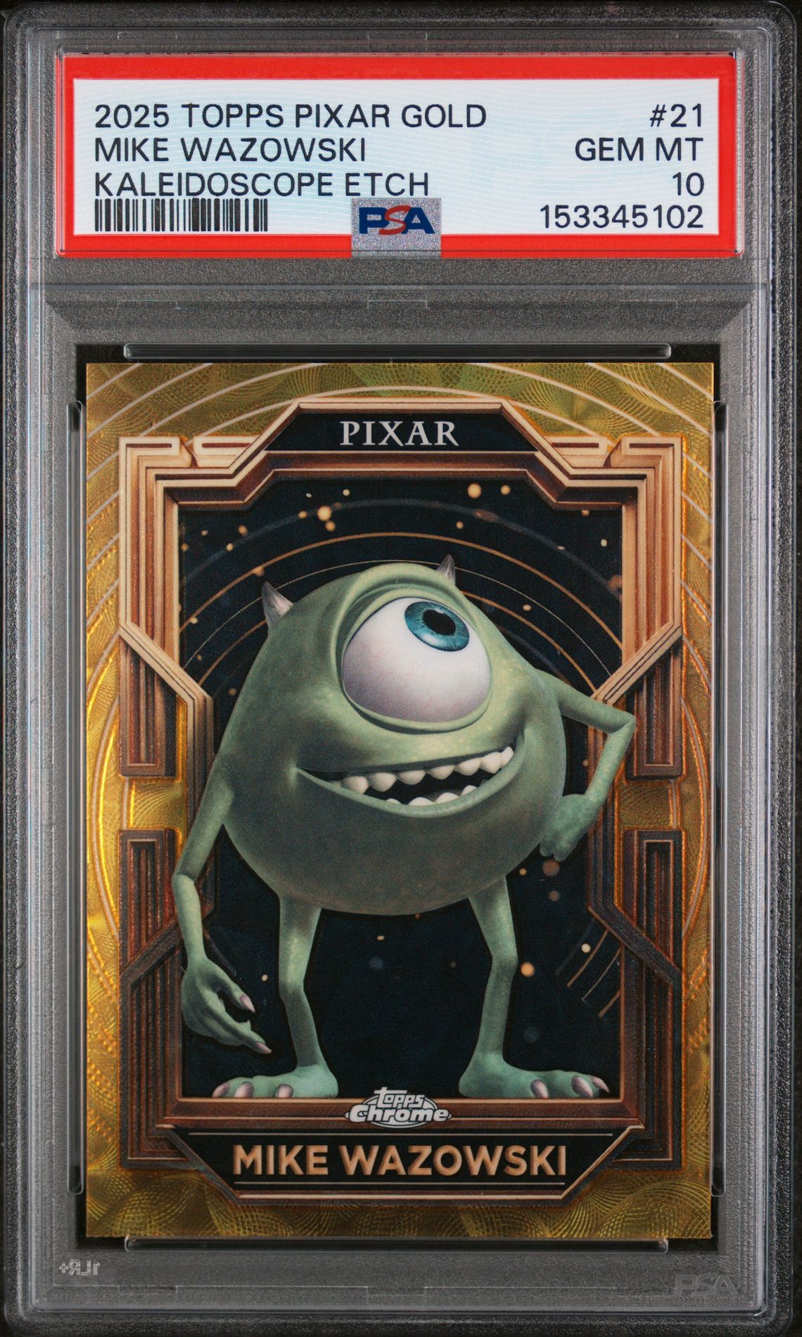 2025 Topps TOPPS PIXAR GOLD KALEIDOSCOPE ETCH #21 Mike Wazowski front