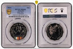 2014 50C Boer War Colorized MS68