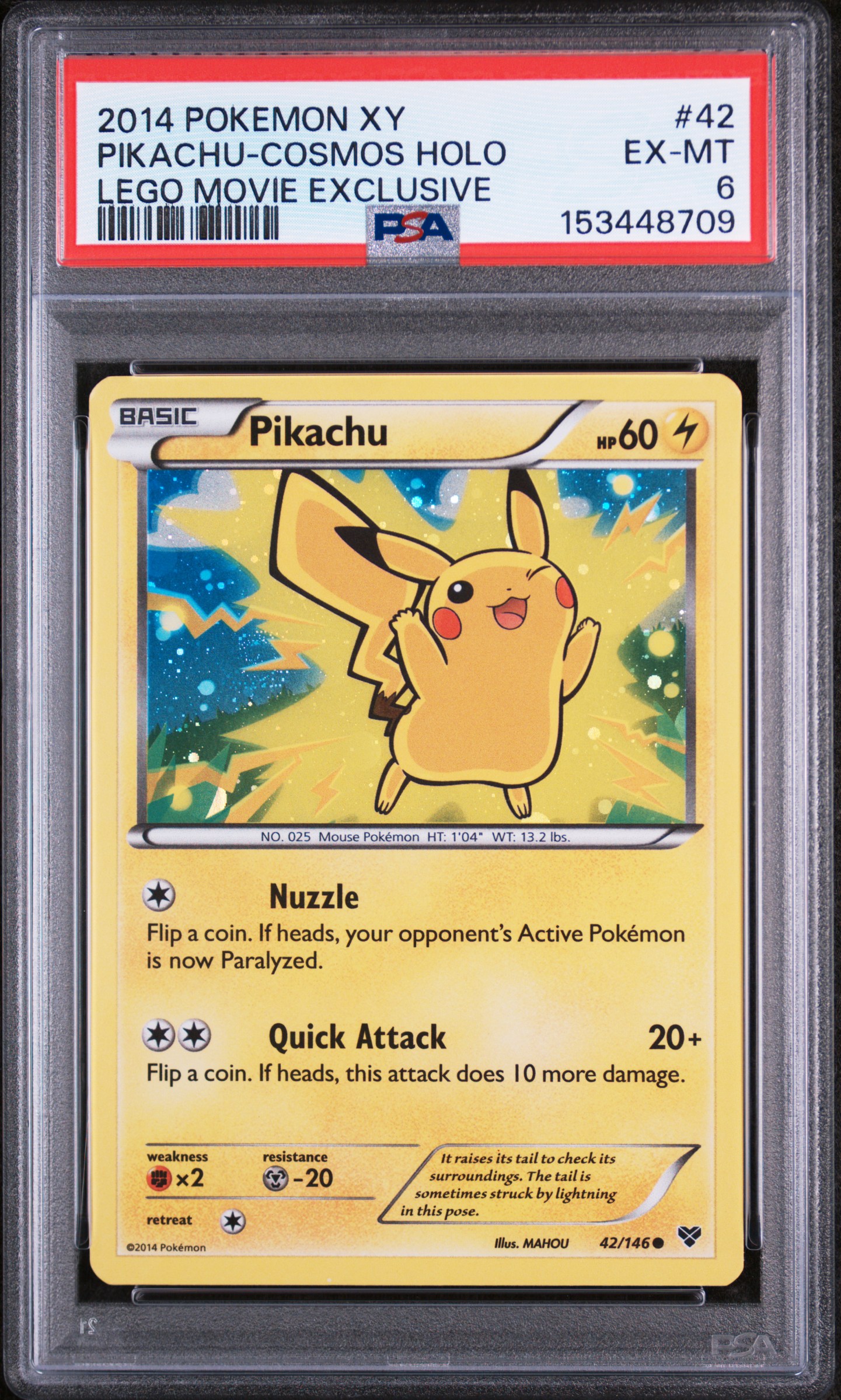 2014 #42 Pikachu-Cosmos Holo PSA 6 XY