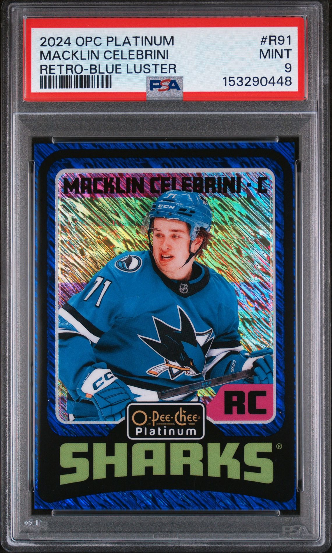 2024 Upper Deck UPPER DECK O-PEE-CHEE PLATINUM RETRO BLUE LUSTER #R91 Macklin Celebrini front