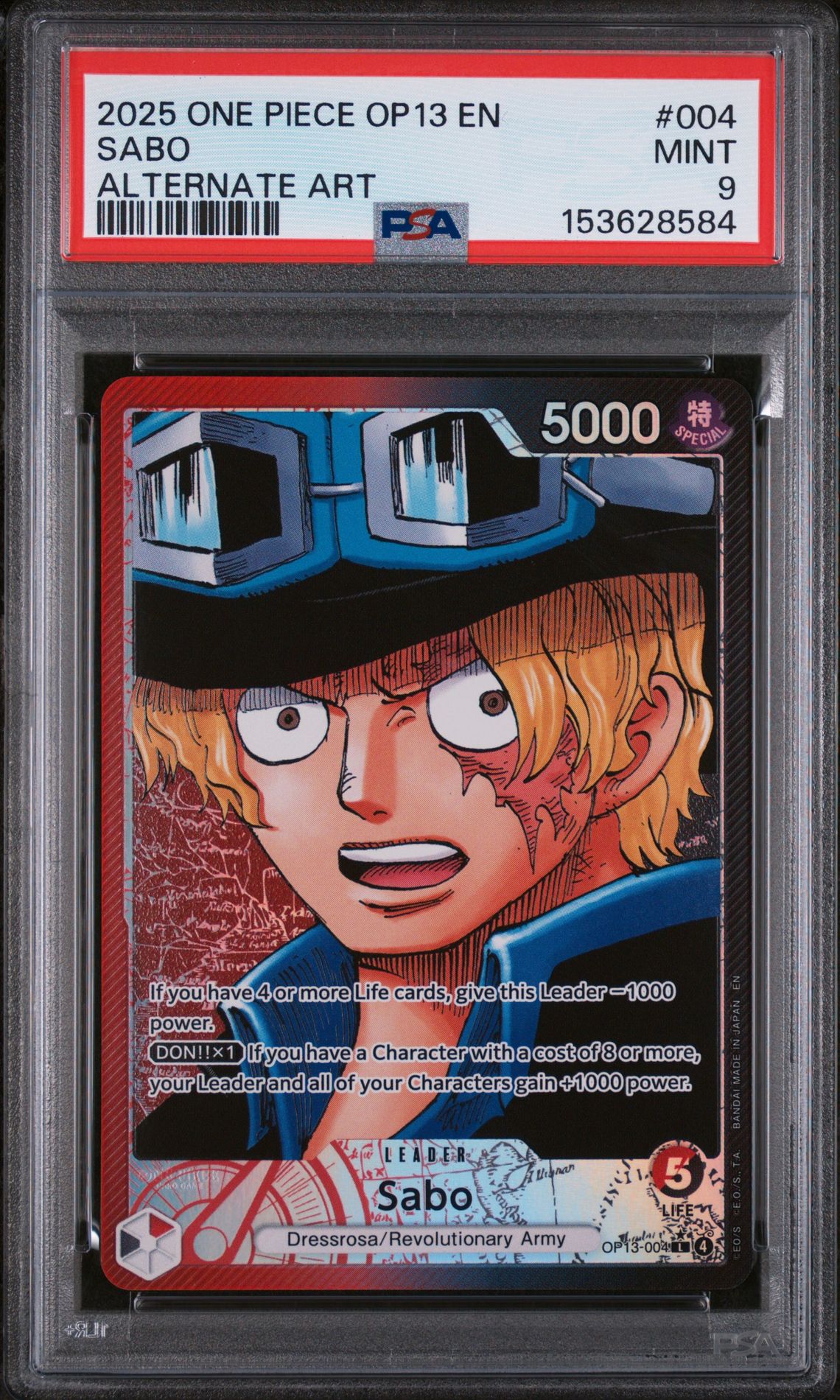 2025 One Piece ONE PIECE OP13-CARRYING ON HIS WILL ALTERNATE ART #004 Sabo front