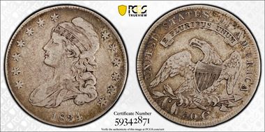 1834 50C Small Date, Small Letters VF25