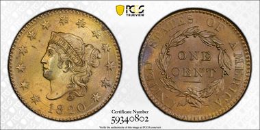 1820 1C N-13, Large Date MS64BN
