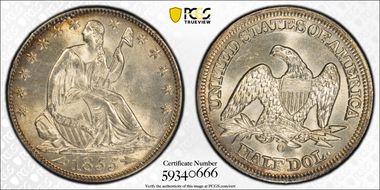 1855-O 50C Arrows MS65