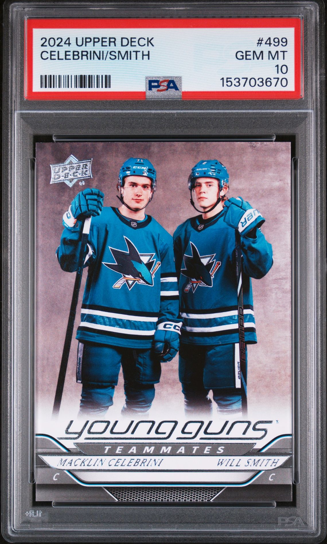 2024 Upper Deck UPPER DECK CLEAR CUT #499 Celebrini/Smith front