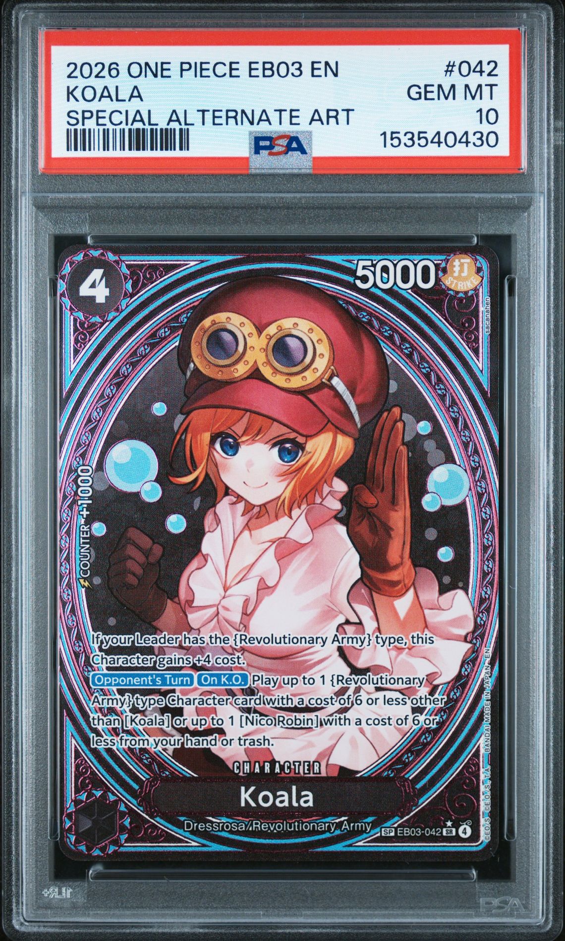 2026 One Piece ONE PIECE EB03-EXTRA BOOSTER -ONE PIECE HEROINES EDITION- SPECIAL ALTERNATE ART #042 Koala front