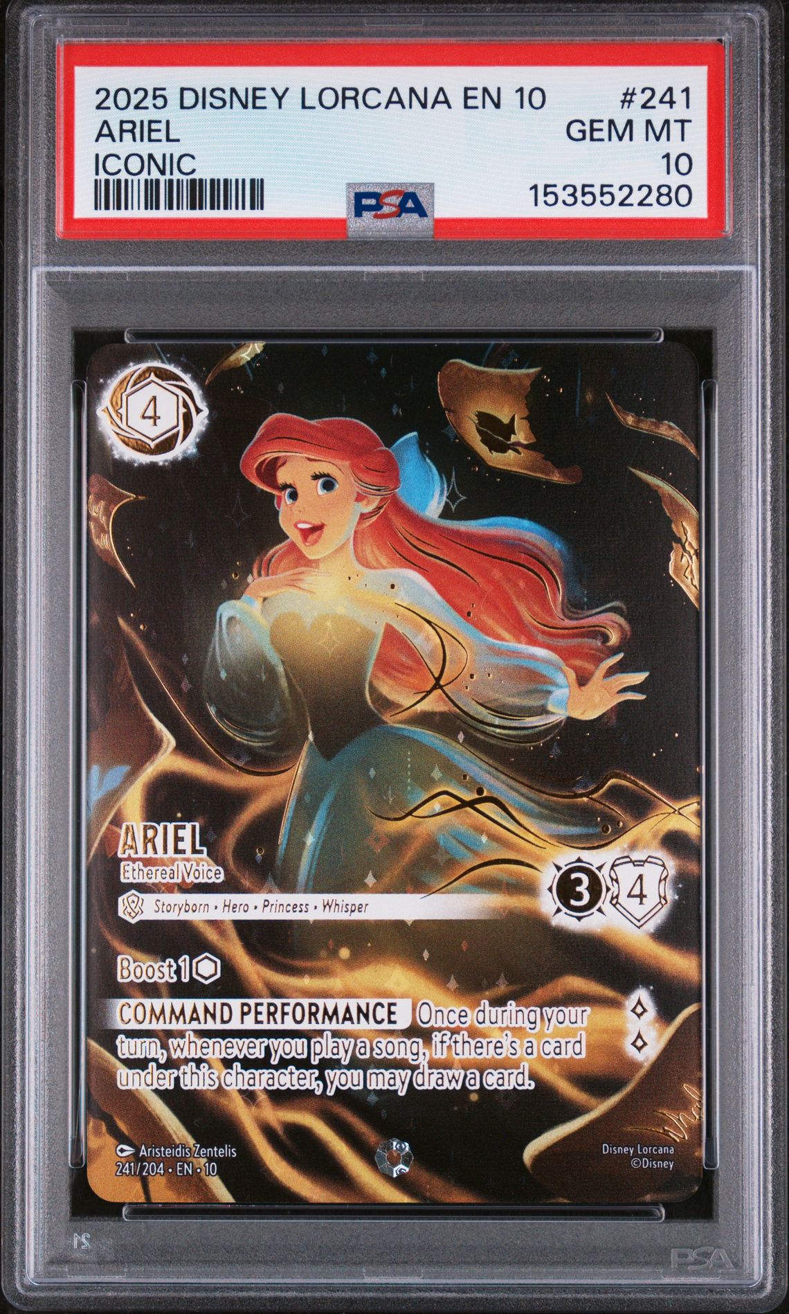 2025 Disney DISNEY LORCANA EN 10-WHISPERS IN THE WELL ICONIC #241 Ariel front