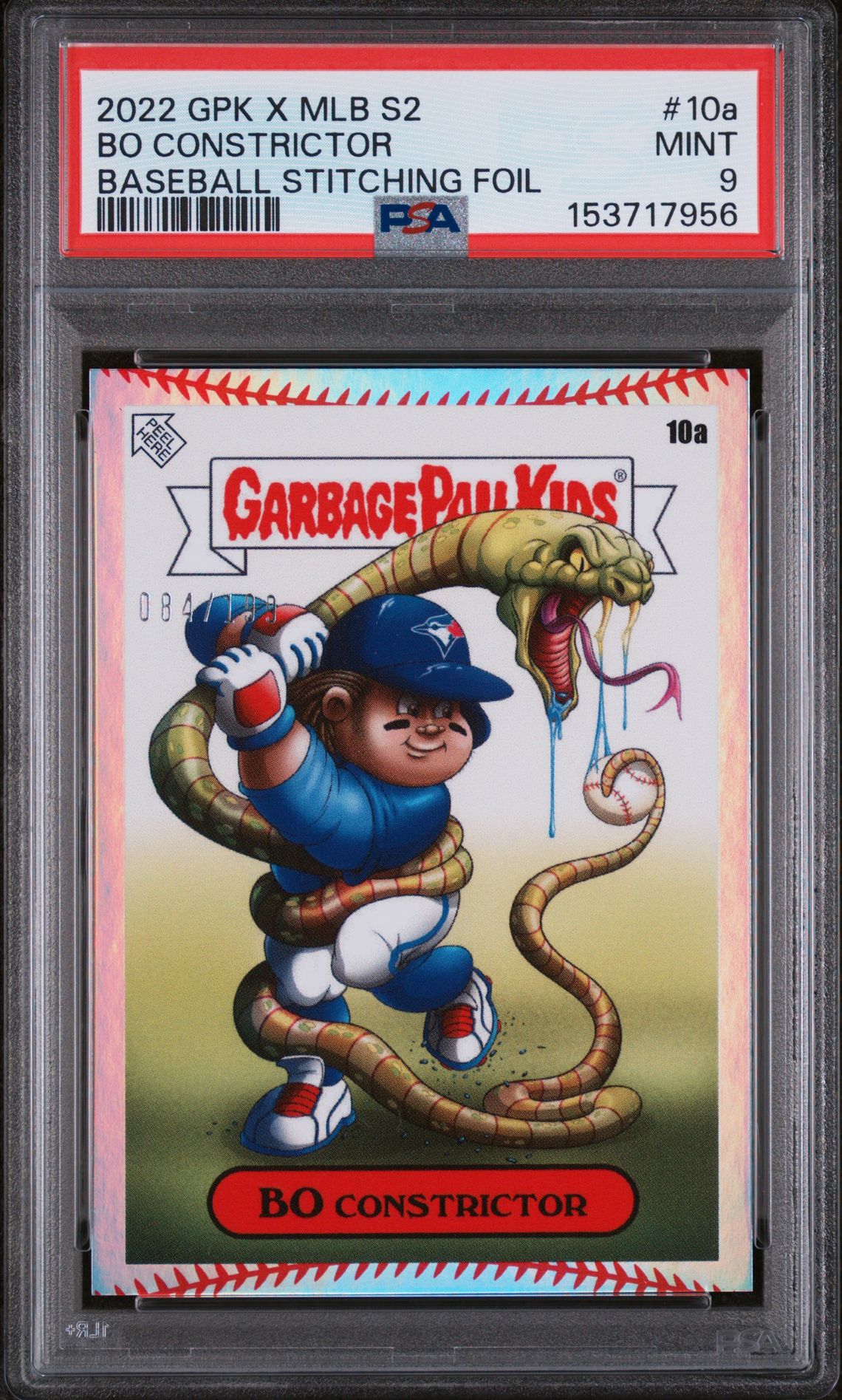 2022 Topps TOPPS GARBAGE PAIL KIDS GPK X MLB SERIES 2 ALEX PARDEE BASEBALL STITCHING FOIL #10A Bo Constrictor front