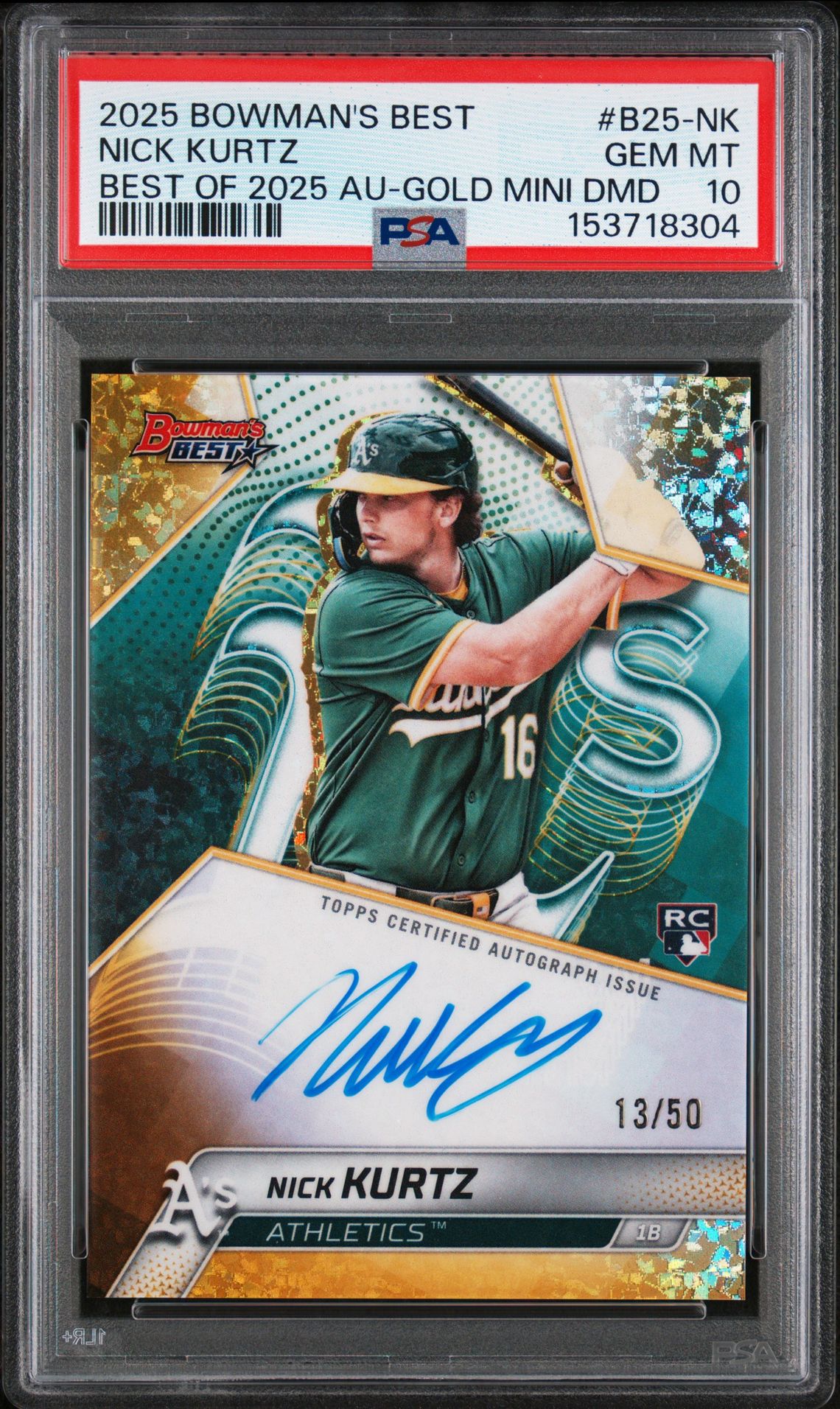 2025 Bowman Bowman's Best GOLD MINI DMD #B25 Nick Kurtz front