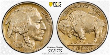 1928-S 5C 2 Feathers, FS-401 AU55