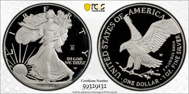 2026-W $1 Silver Eagle w/ Liberty Bell 250 Privy First Day of Issue PR70DCAM