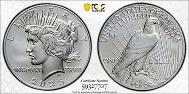 2025 $1 Peace Dollar MS70
