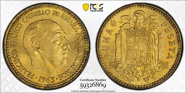 1963 Peseta (1964) MS65
