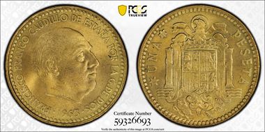 1963 Peseta (1966) MS66