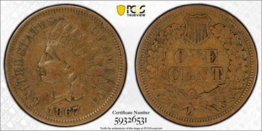 1867/67 1C RPD, S-1, FS-301 VF25BN
