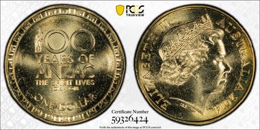 2014 $1 100 Years of Anzac MS67