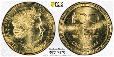 2014 $1 100 Years of Anzac MS67
