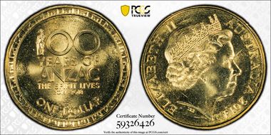 2014 $1 100 Years of Anzac MS67